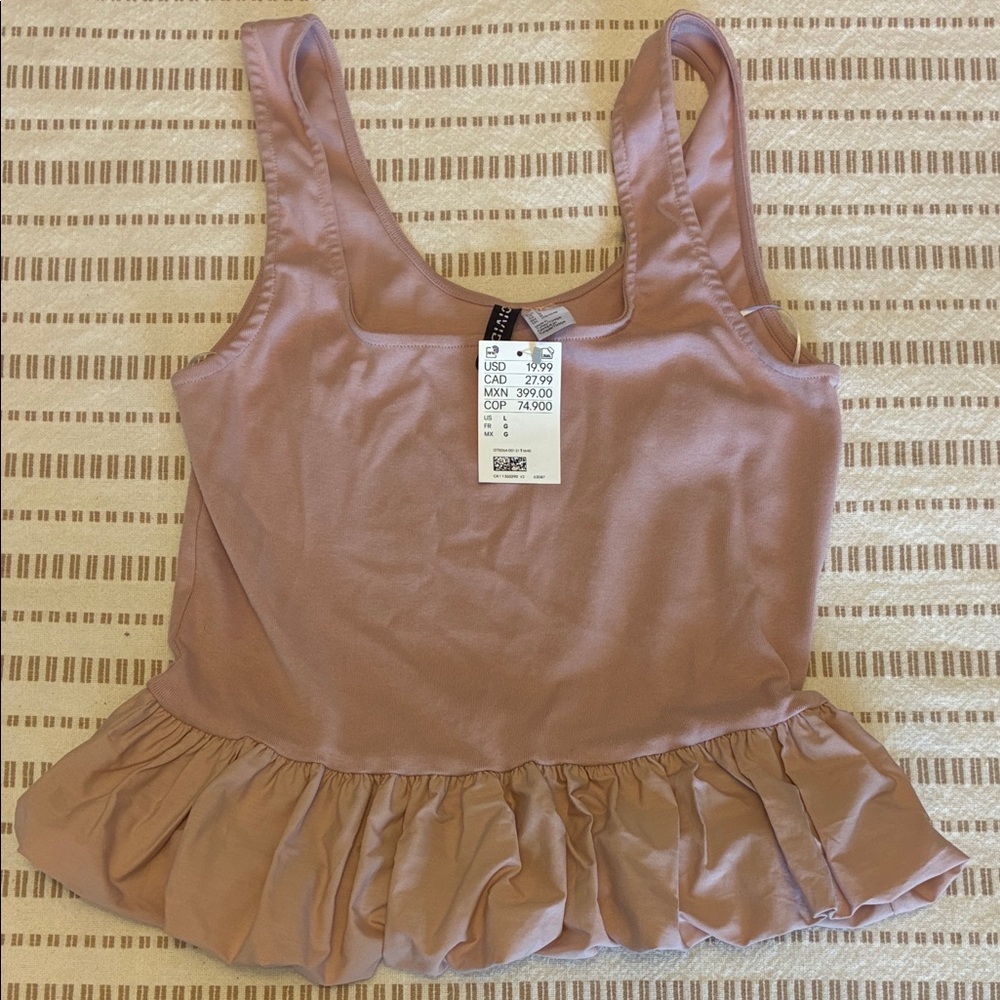 Women's Pink Ruffle Hem Top